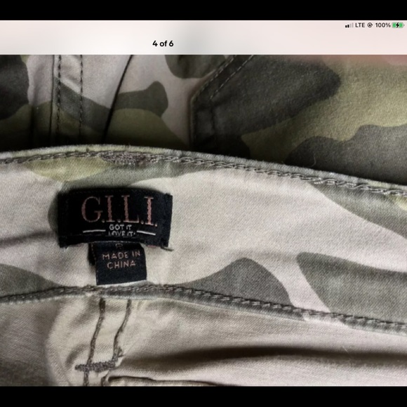 *G.I.L.L. WOMANS 5 pocket Green camo pant Sz 8 NWOT 29” inseam pull on - Picture 4 of 5